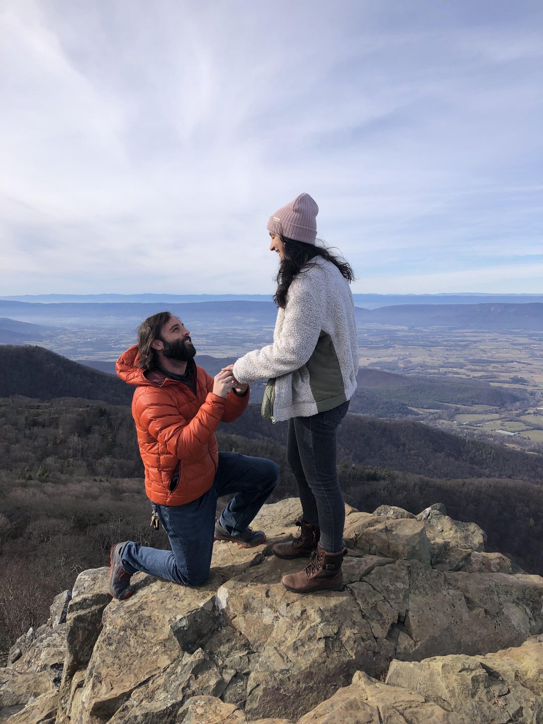 I proposed on top of Stony Man Mountain in Shenandoah National Park, Virginia, US on Sunday.