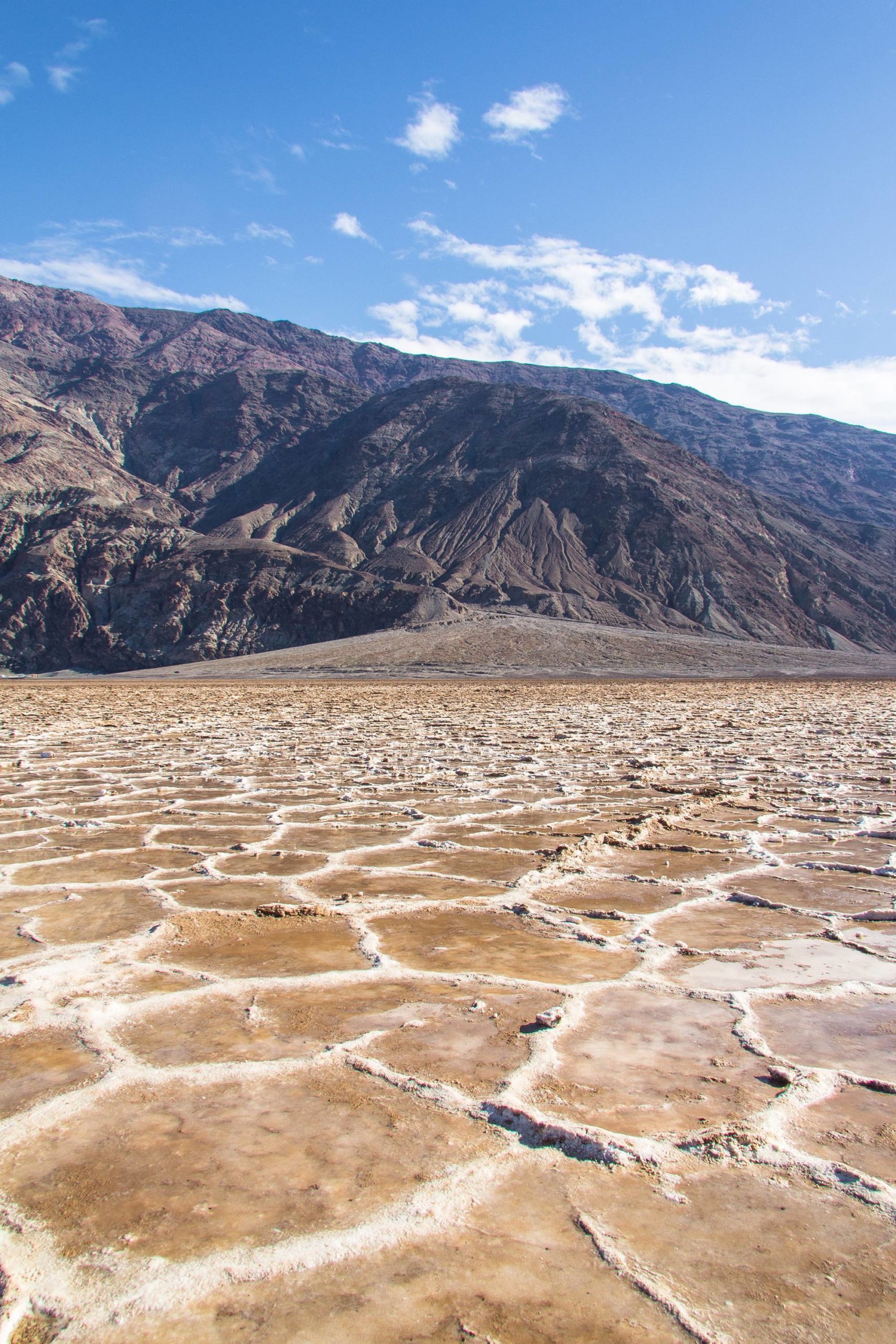 Hiking in the Badwater Basin salt flats in Death Valley National Park, CA, US