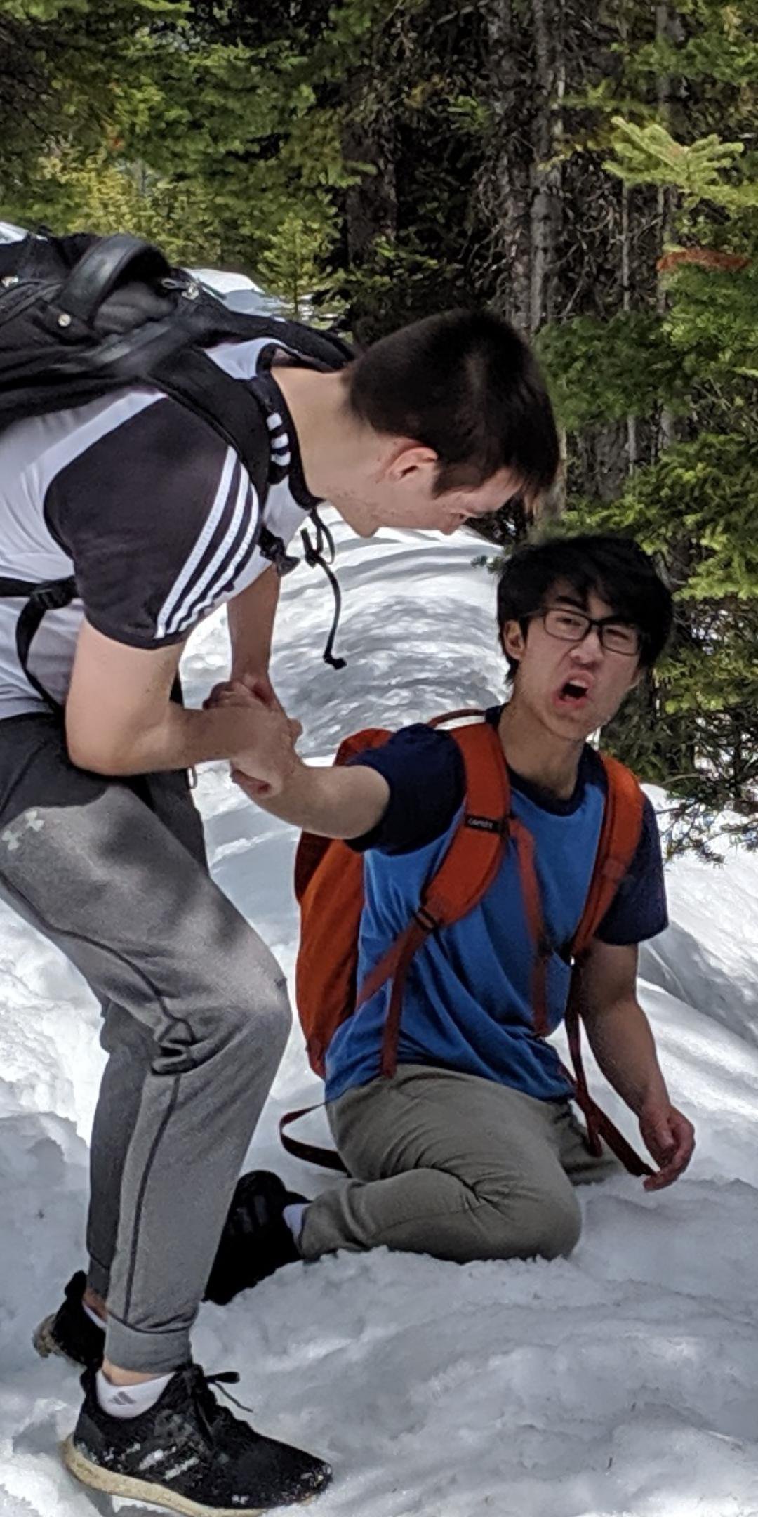 Friend got stuck in snow on a hike last summer