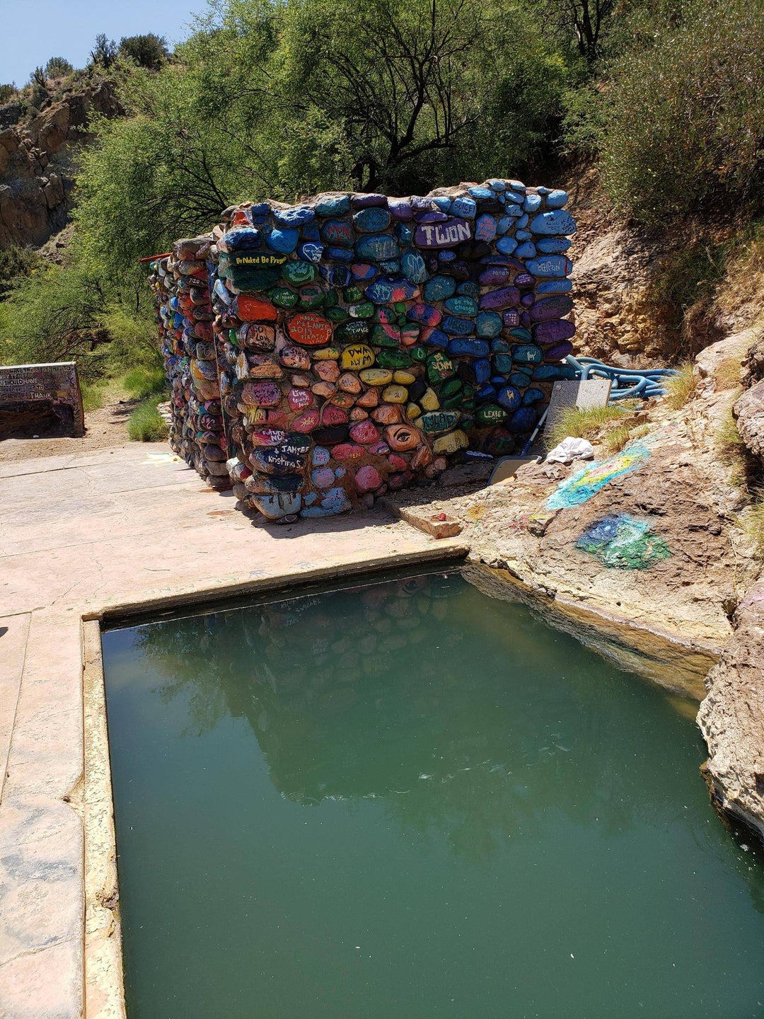 Hot Springs in Arizona. A fire burned down the resort years ago, but the pools can still be found and used today after a hike along the Verde River. OC