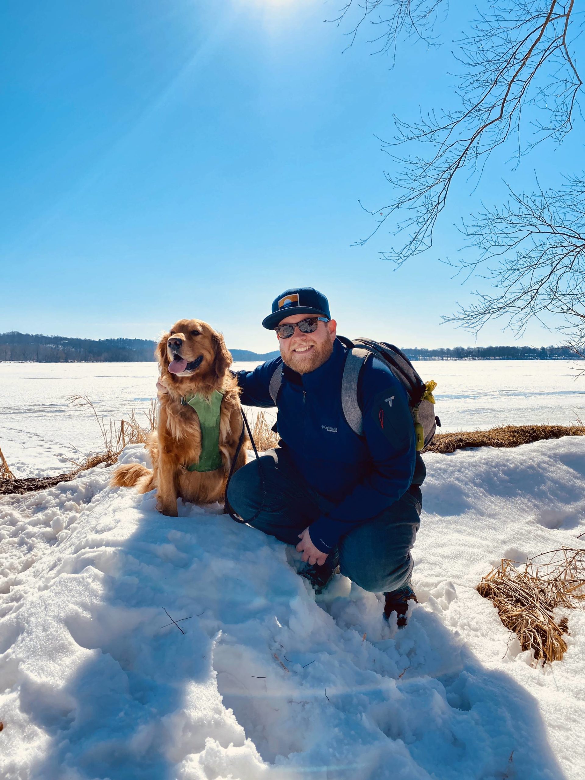 Barley loves hiking in the snow