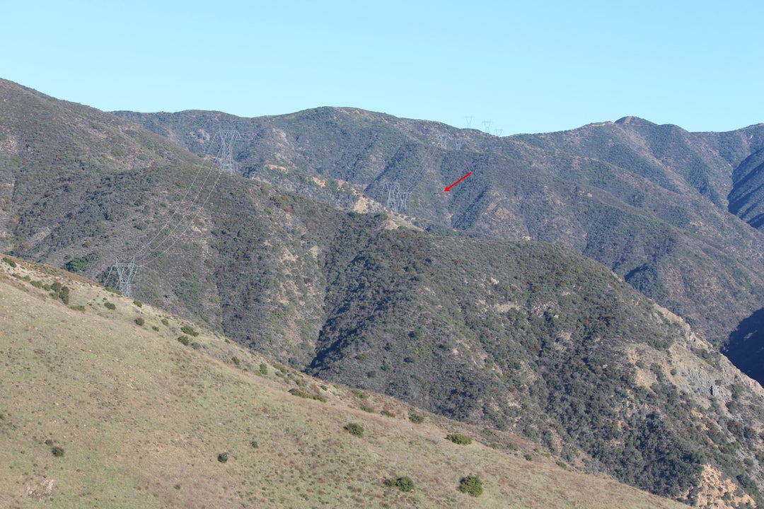 Cross country hiking up steep terrain to get to a remote platform in a very rugged part of the Santa Ana mtns.