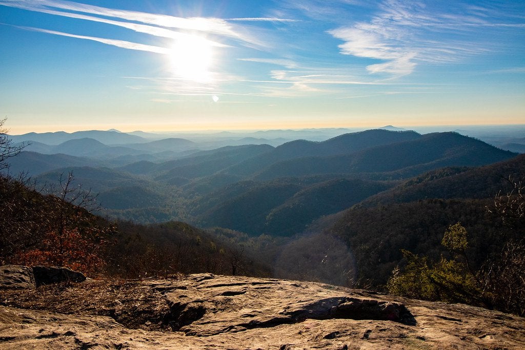 Early sunrise at the North Georgia mountains Preachers Rock, Georgia, USA