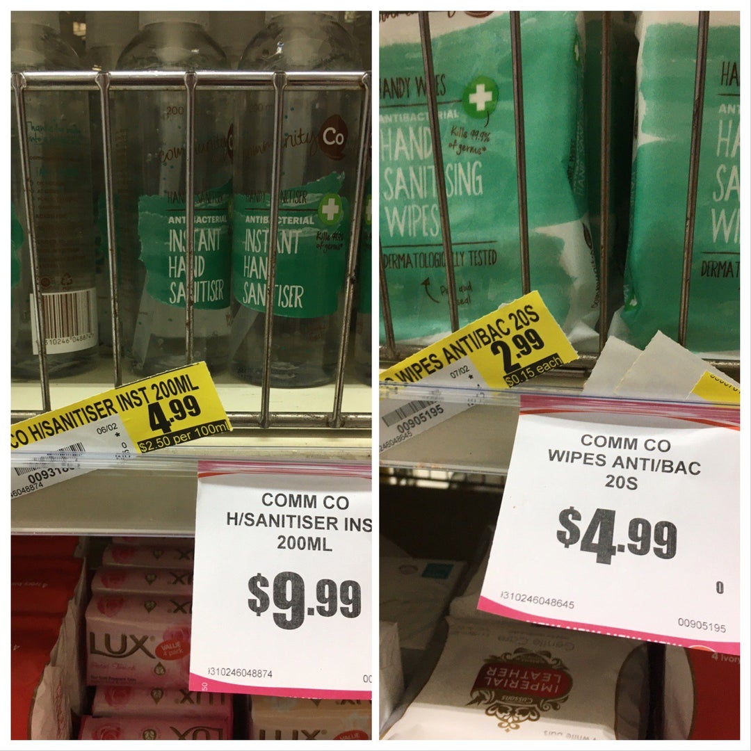 Australia Price hikes at my local supermarket. Hand sanitizer has been sold out pretty much everywhere.