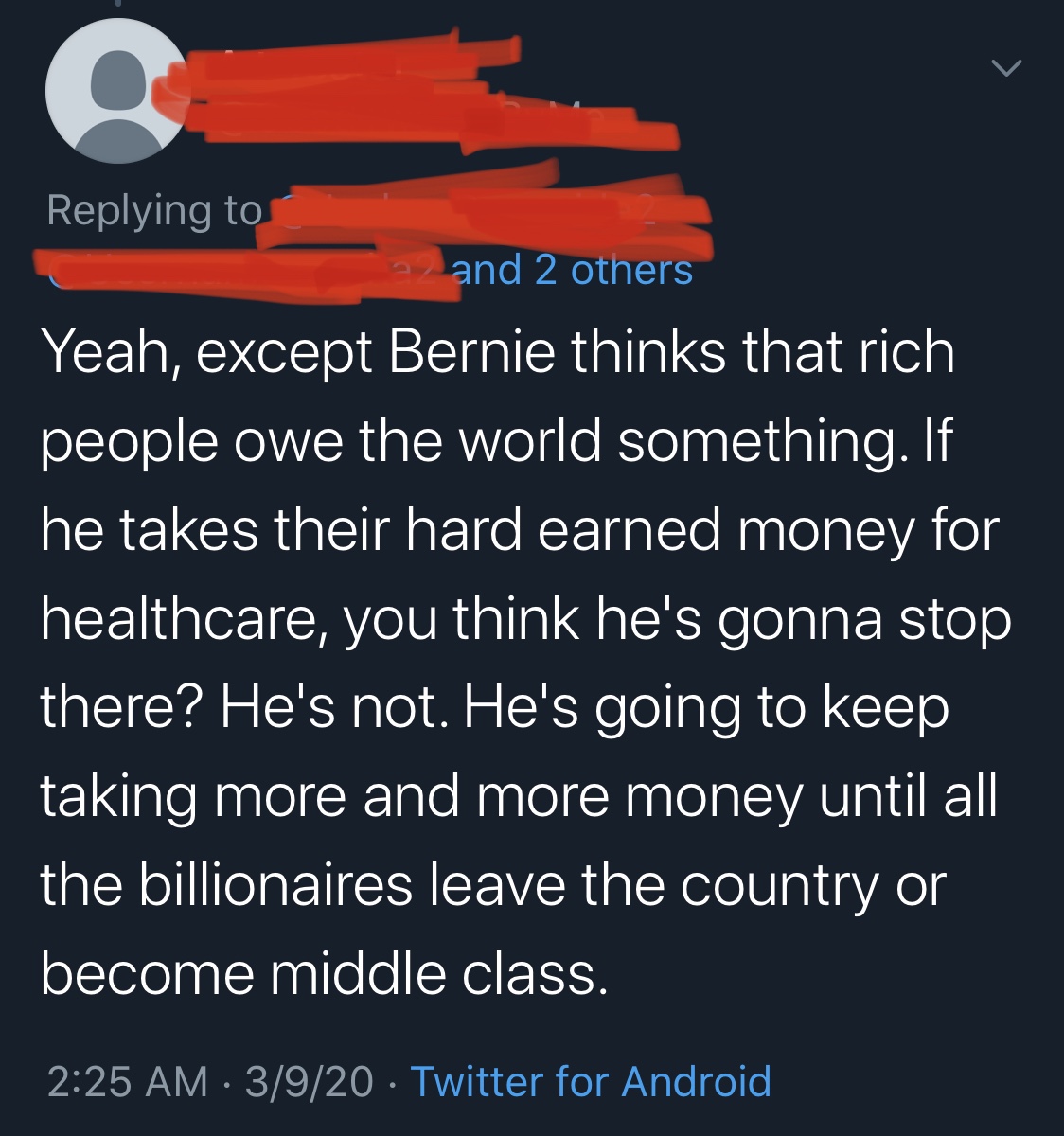 When youre so scared of billionaires facing a minor tax hike that you admit the average persons situation is undesirable