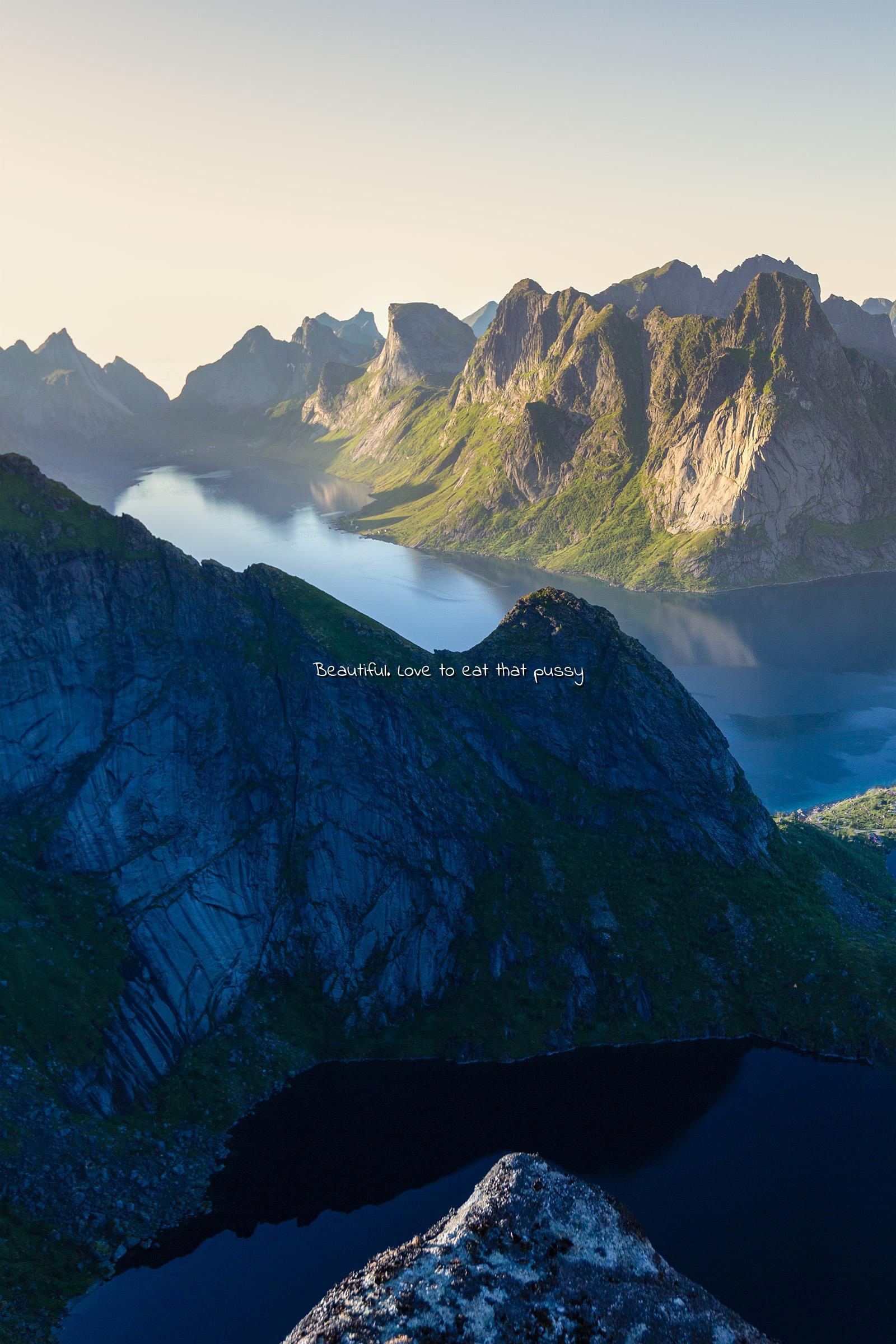 The reward from the top of the Reinebringen hike in Lofoten, Norway