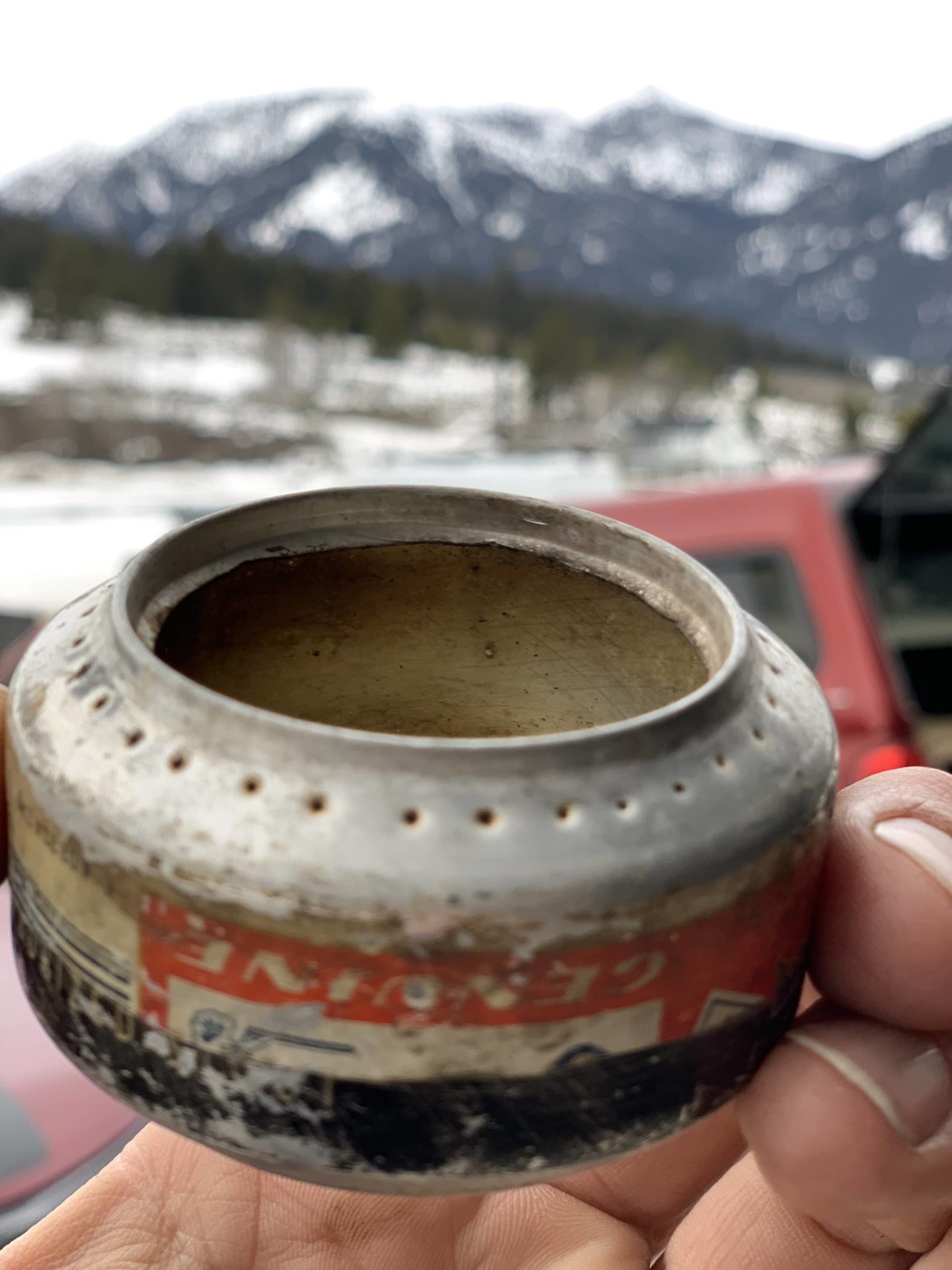 Beercan stove from my 2004 thru hike. Highly recommend, so so light.