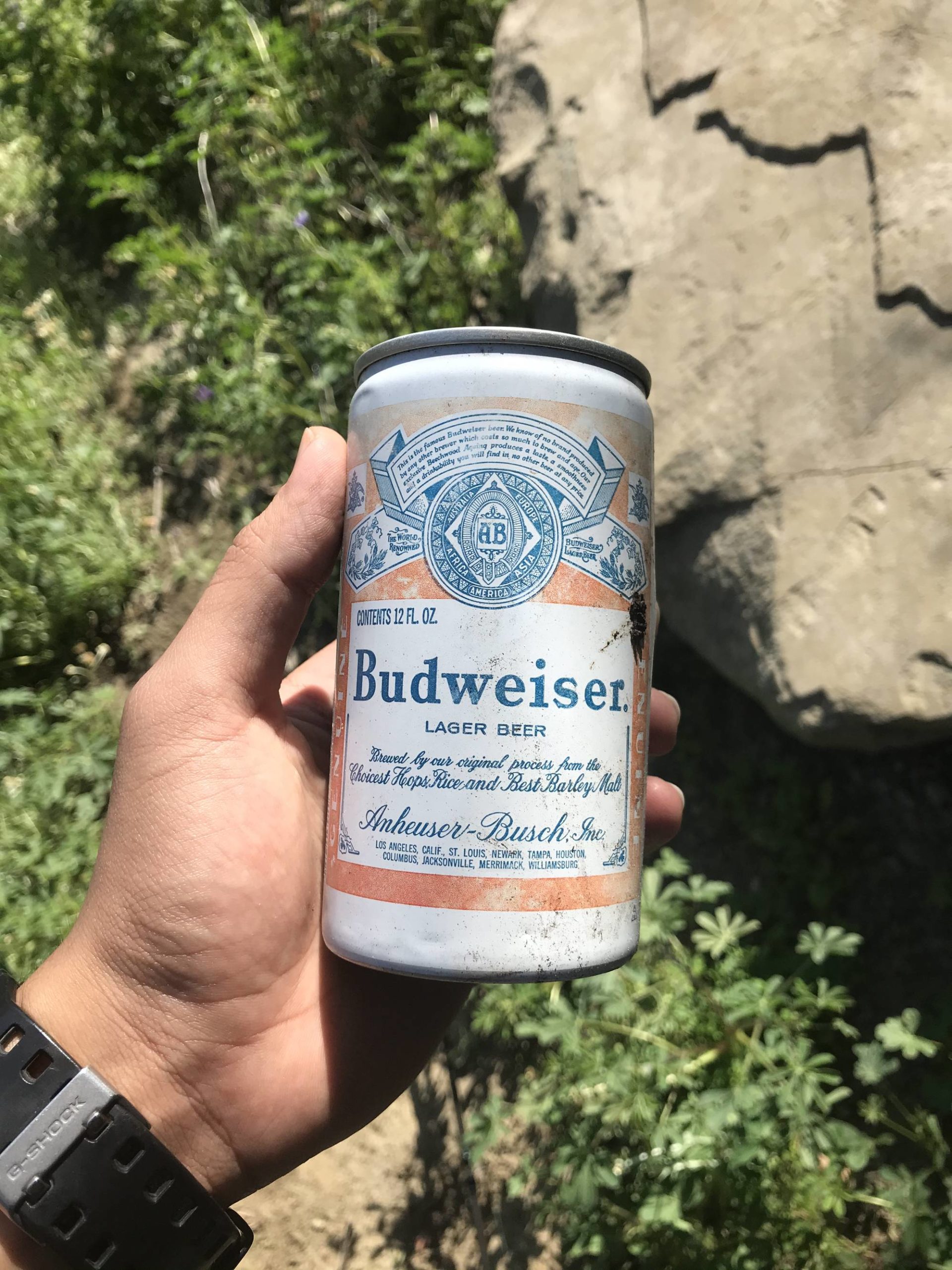 I found this really old Budweiser can while hiking.