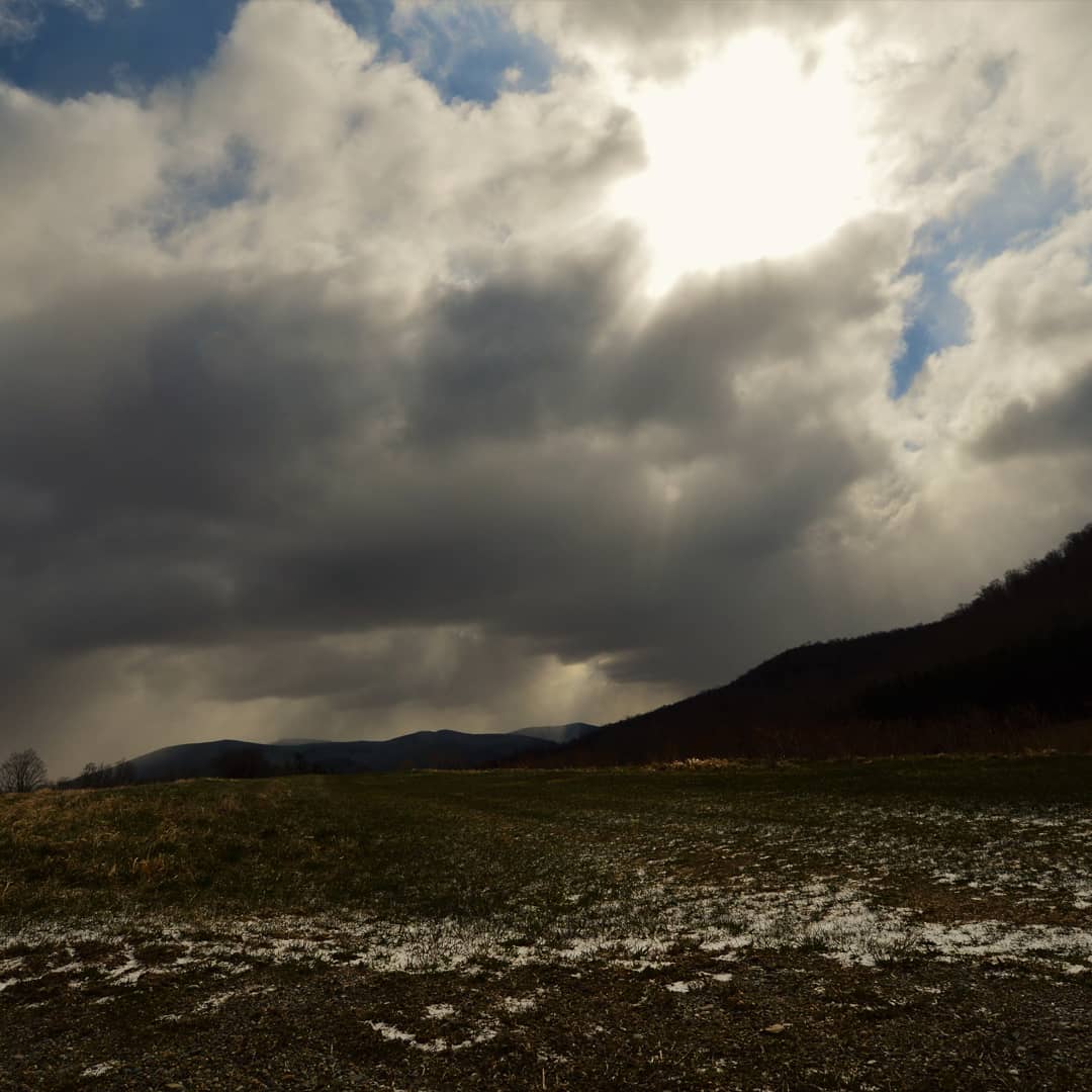 Cloud shattering sun beams. Merck forest, rupert VT, USA. 4.22.20