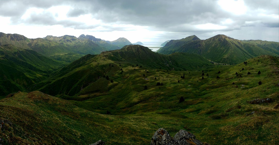 Getting pretty green on Marin ridge, Kodiak, Ak, USA