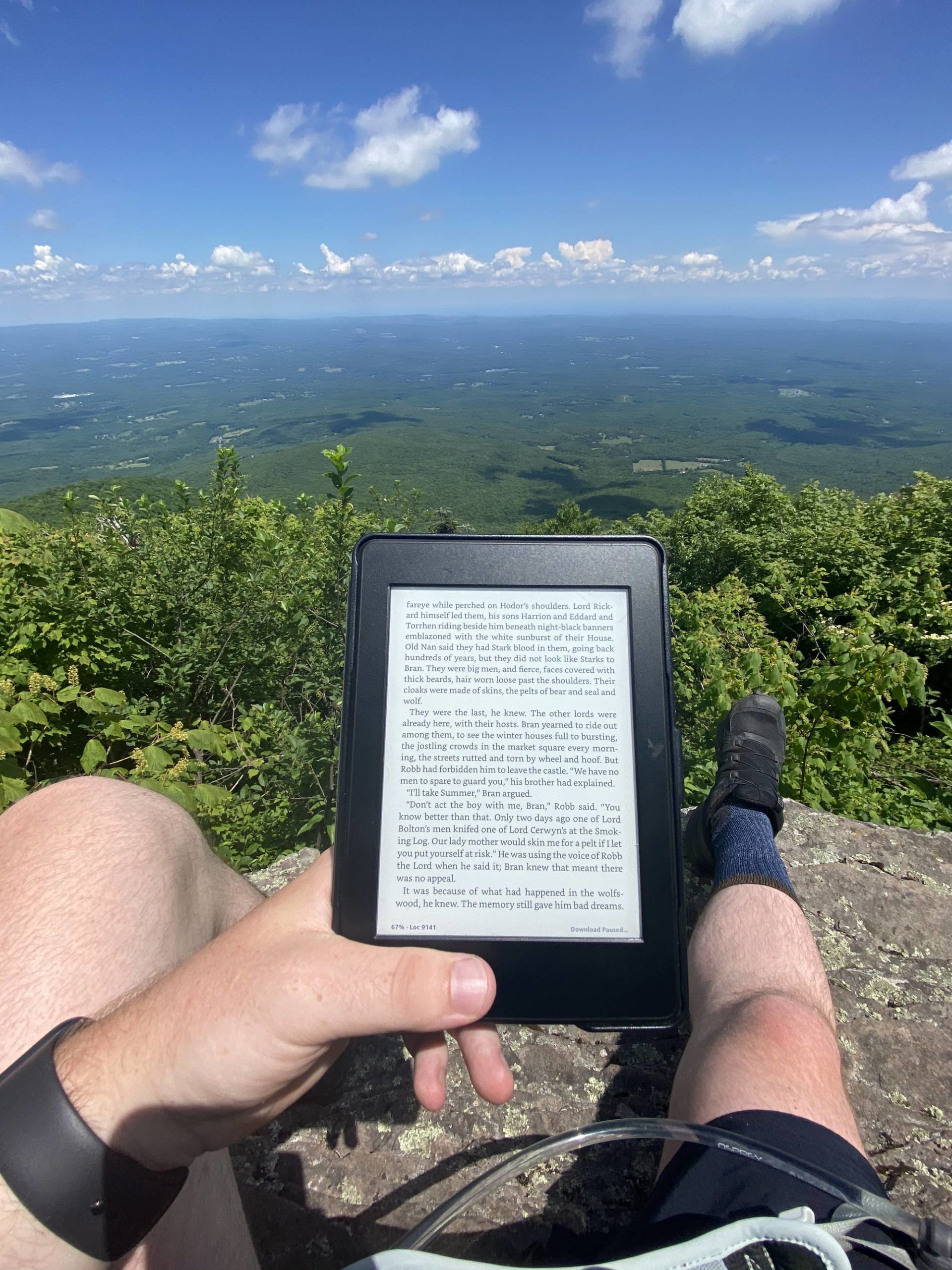 Decided to read at the summit of my grueling hike today and relax