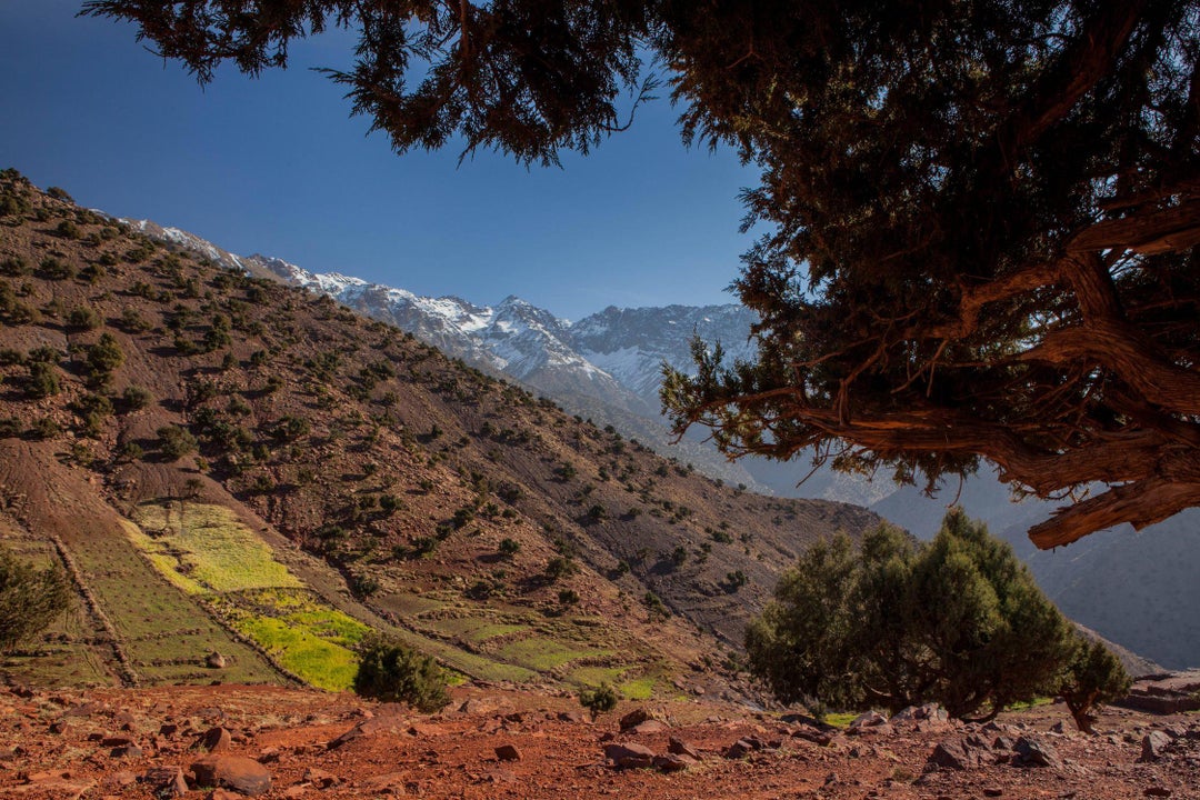 Looking at the high Atlas. Mountain pass west of Imlil Toubkal, Morocco