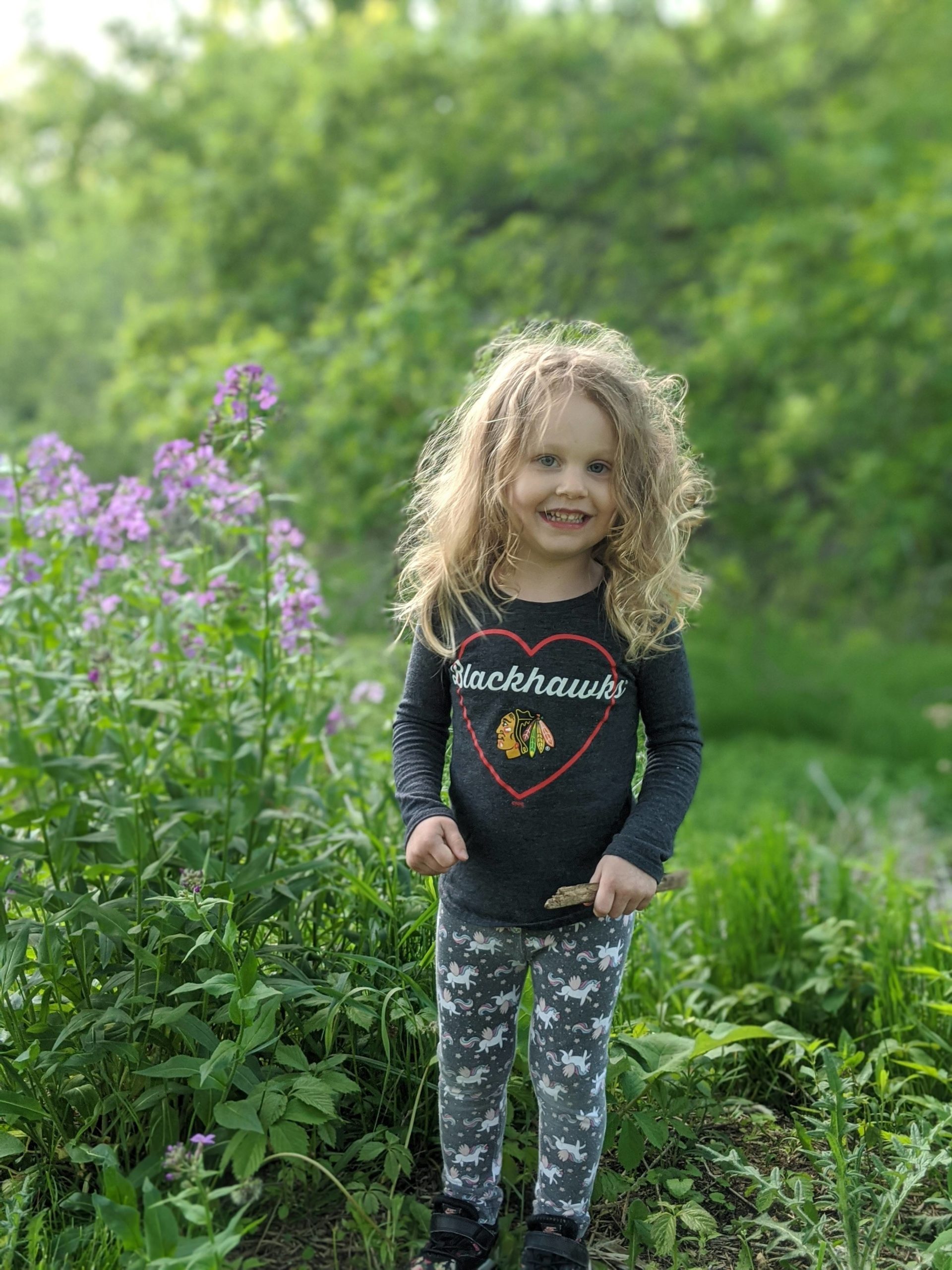 My 3 year old who refuses to put her hair up went for a hike with me.