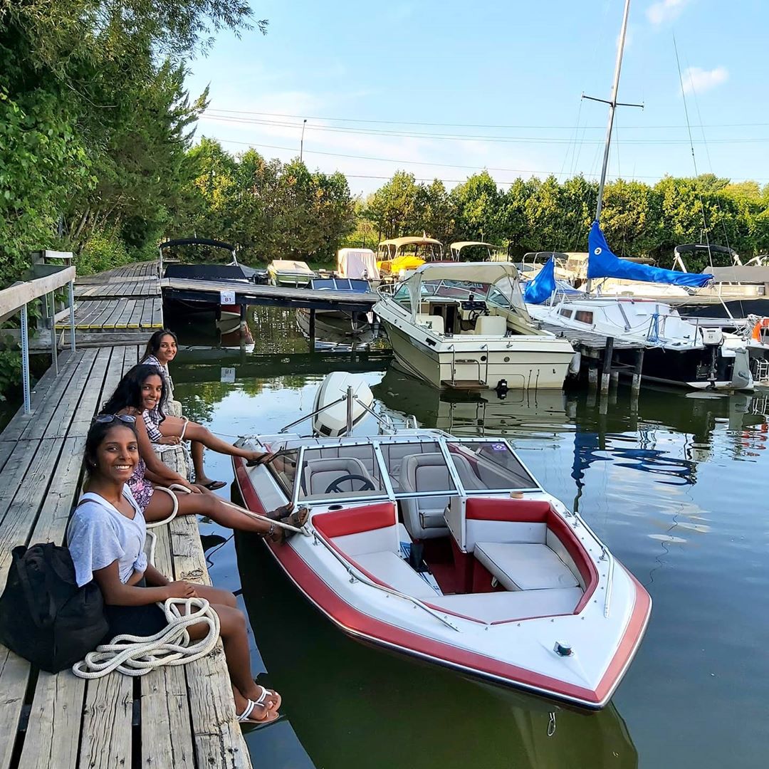 The girls are waiting to go boating and water skiing.activelifestyle summerfun summer outdoors …