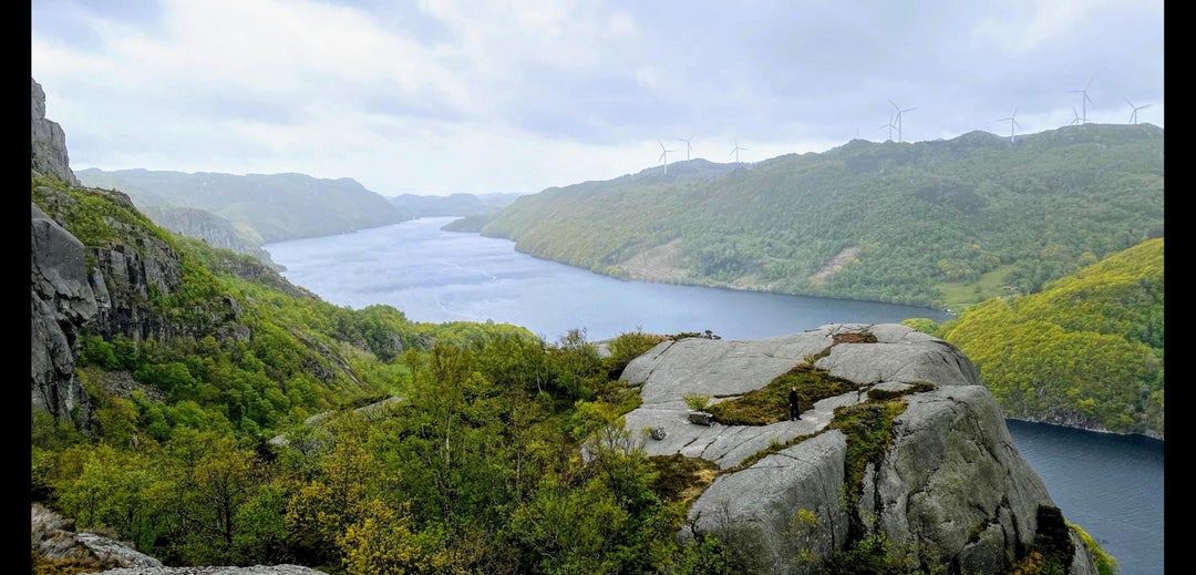 Hike by a fjord, Norway