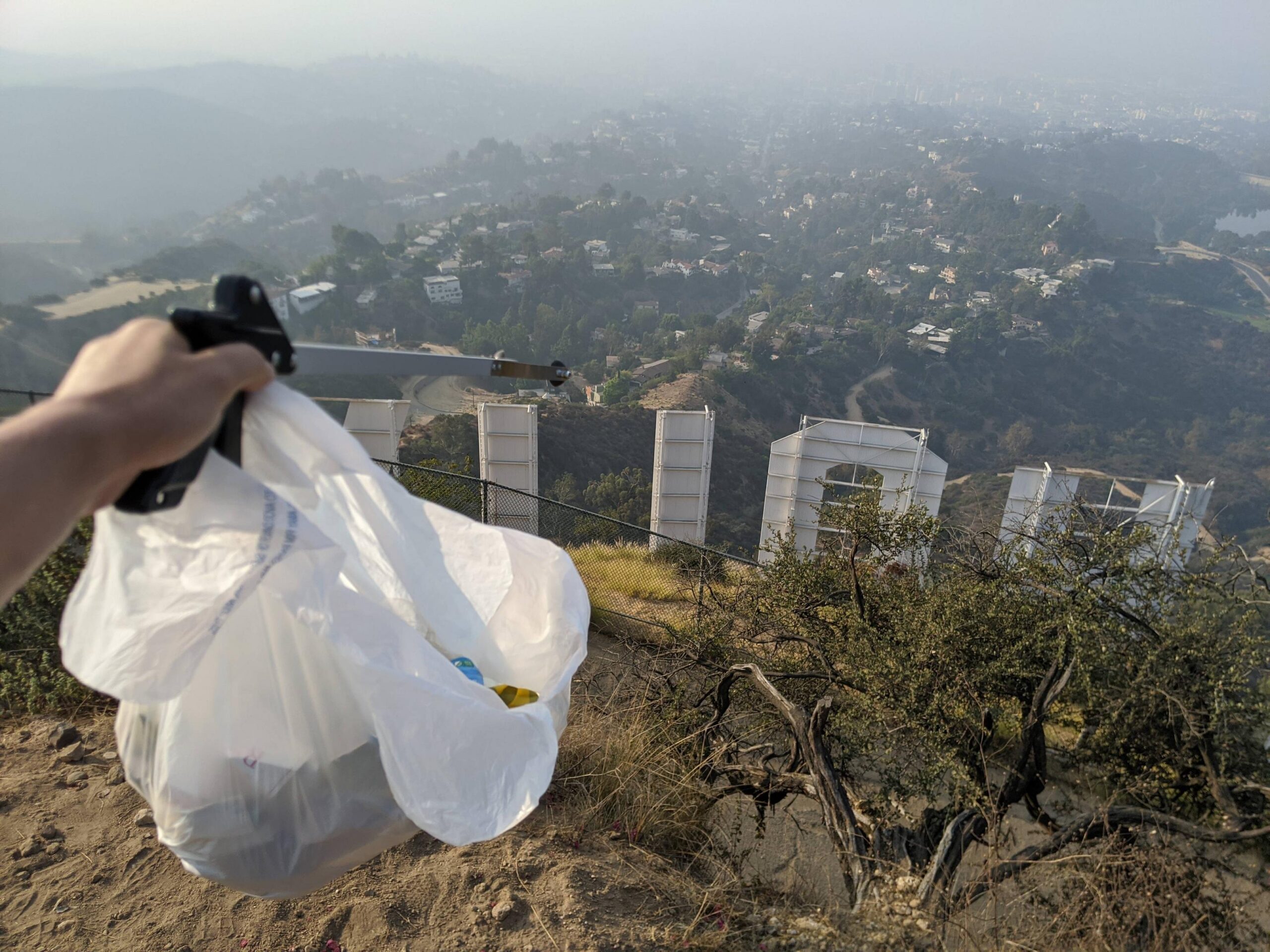 Hiked to the Hollywood sign today and in total filled 3 4-gallon bags